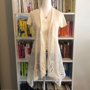 Anthropologie Ivory lace vest!